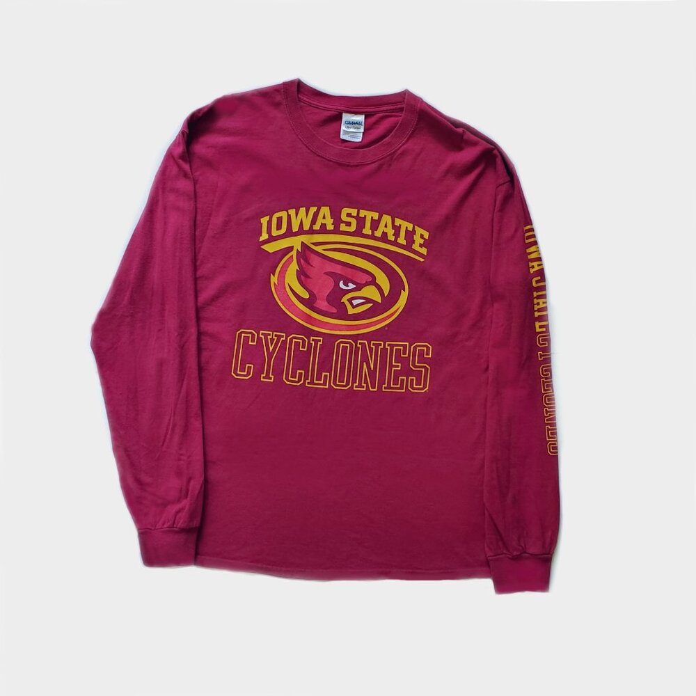 Iowa State Cyclones Long Sleeve Shirt Adult Large Red Yellow LS T-Shirt Size L